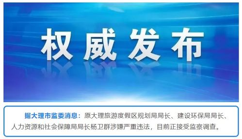 原大理旅游度假區規劃局局長 建設環保局局長 人力資源和社會保障局局長楊衛群被查