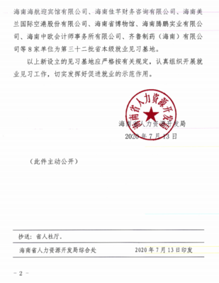 海南省人力資源開發局關于確定海南師大教育服務管理等8家單位為第三十二批省本級就業見習基地的通知